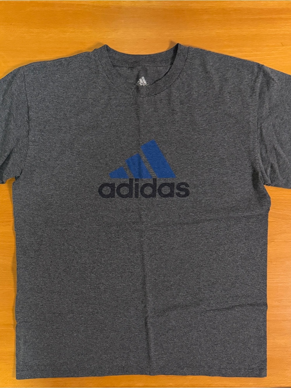 adidas Men's Charcoal Tee with Blue Logo